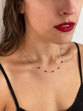 Load image into Gallery viewer, Rainbow Necklace. Multi color Swarovski Crystal Necklace Sterling Silver or 14k Gold Colorful Necklace. Aziza Jewelry