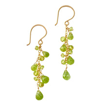Load image into Gallery viewer, Peridot Earrings. Genuine Teardrop Green Peridot and 14k Gold Fill Earrings. Leo Season. August Birthstone.