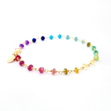 Load image into Gallery viewer, Rainbow Gemstone Bracelet. Delicate faceted genuine gemstone 14k gold filled bracelet