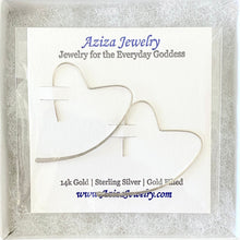 Load image into Gallery viewer, Heart Hoops. Sterling Silver Hammered Heart Hoop Earrings. 925 Silver Open Heart Earrings. Aziza Jewelry