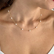 Load image into Gallery viewer, Pearl Chain Necklace. Off White Freshwater Pearl Necklace in Sterling Silver or 14k Gold Filled.