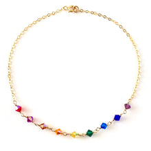 Load image into Gallery viewer, Rainbow Anklet. Ankle Bracelet. Swarovski Crystal Genuine 14k Gold Filled Anklet.