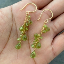 Load image into Gallery viewer, Peridot Earrings. Genuine Teardrop Green Peridot and 14k Gold Fill Earrings. Leo Season. August Birthstone.