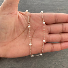 Load image into Gallery viewer, Pearl Chain Necklace. Off White Freshwater Pearl Necklace in Sterling Silver or 14k Gold Filled.