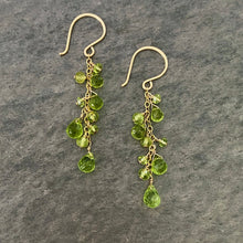Load image into Gallery viewer, Peridot Earrings. Genuine Teardrop Green Peridot and 14k Gold Fill Earrings. Leo Season. August Birthstone.