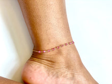 Load image into Gallery viewer, Pink Anklet. Swarovski Crystal Aurora Borealis Pink Ankle Bracelet. Genuine 14k Gold Filled Anklet.
