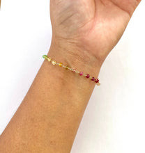 Load image into Gallery viewer, Rainbow Gemstone Bracelet. Delicate faceted genuine gemstone 14k gold filled bracelet