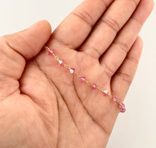 Load image into Gallery viewer, Pink Anklet. Swarovski Crystal Aurora Borealis Pink Ankle Bracelet. Genuine 14k Gold Filled Anklet.