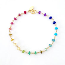 Load image into Gallery viewer, Rainbow Gemstone Bracelet. Delicate faceted genuine gemstone 14k gold filled bracelet
