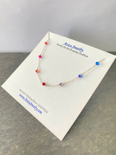 Load image into Gallery viewer, Rainbow Necklace. Multi color Swarovski Crystal Necklace Sterling Silver or 14k Gold Colorful Necklace. Aziza Jewelry