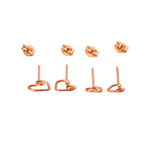 Load image into Gallery viewer, Rose Gold Heart Studs Set for Mother Daughter. 2 Pairs 14k Rose Gold Heart Studs Set. Mother Daughter Rose Gold Heart Earrings. Push Present