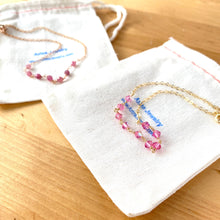 Load image into Gallery viewer, Pink Anklet. Swarovski Crystal Aurora Borealis Pink Ankle Bracelet. Genuine 14k Gold Filled Anklet.