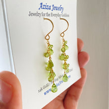 Load image into Gallery viewer, Peridot Earrings. Genuine Teardrop Green Peridot and 14k Gold Fill Earrings. Leo Season. August Birthstone.