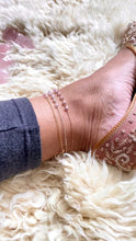 Load and play video in Gallery viewer, Rose Quartz Gold Anklet. Genuine Pink Gemstone 14k Yellow Gold Filled Ankle Bracelet.
