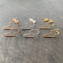 Load image into Gallery viewer, Lightning Stud Earrings. Gold or Silver Dangly Studs. Stud Post Earrings.
