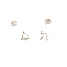 Load image into Gallery viewer, Initial Earrings. Small Sterling Silver Lowercase letter stud alphabet post earrings. Dainty Script Initial Stud Earrings. Girl Gift
