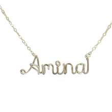 Load image into Gallery viewer, Name Necklace. Custom Sterling Silver Name Necklace. Personalized Silver Name Necklace. Script Name Necklace. Silver Wire Name Necklace.
