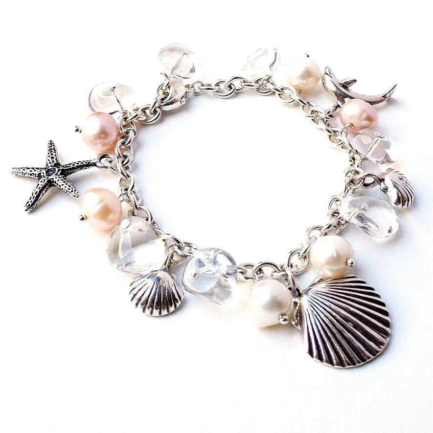 Luxe Beach Bracelet. Chunky Sterling Silver Chain Beach bracelet. Ocean Themed Jewelry. Bridal Wedding Jewelry