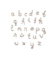 Load image into Gallery viewer, Initial Earrings. Small Sterling Silver Lowercase letter stud alphabet post earrings. Dainty Script Initial Stud Earrings. Girl Gift
