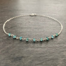 Load image into Gallery viewer, Sterling Silver Aquamarine Anklet. Genuine Gemstone Ankle Bracelet.

