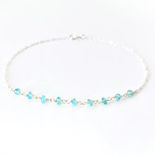 Load image into Gallery viewer, Sterling Silver Aquamarine Anklet. Genuine Gemstone Ankle Bracelet.
