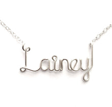 Load image into Gallery viewer, Name Necklace. Custom Sterling Silver Name Necklace. Personalized Silver Name Necklace. Script Name Necklace. Silver Wire Name Necklace.
