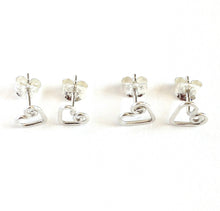 Load image into Gallery viewer, Mother Daughter Heart Earrings Gift Set. 2 Pair Sterling Silver Heart Studs Set. Cute Valentines Day Mothers Day Earrings. Push Present.

