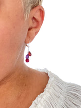 Load image into Gallery viewer, Gemstone Earrings. Ruby garnet amethyst cascading Sterling Silver Lever back earrings.
