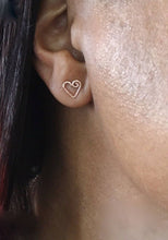 Load image into Gallery viewer, Mother Daughter Heart Earrings Gift Set. 2 Pair Sterling Silver Heart Studs Set. Cute Valentines Day Mothers Day Earrings. Push Present.
