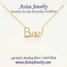 Load image into Gallery viewer, Lovers Bae Necklace. Custom High Quality Script 14k Gold Filled Silver Rose Gold Necklace. Girlfriend Necklace. Wife Necklace
