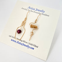 Load image into Gallery viewer, Wine Earrings. Gold Red Wine Jewelry. Wine Gift. Cork Earrings. Wine Lovers Earrings. Red Grape Wine Bottle. Cocktail Earrings

