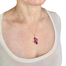 Load image into Gallery viewer, Ruby, Amethyst and Garnet Gemstone Drops Necklace. Real Gemstones. Genuine Gemstone Necklace
