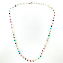 Load image into Gallery viewer, All Gemstones Rainbow Necklace. Faceted Crystals Necklace. Colorful Emerald, Ruby, Turquoise Gemstones Necklace.
