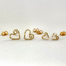Load image into Gallery viewer, Mother Daughter Gold Heart Studs Set. 2 Pairs 14k Gold Heart Earrings Gift Set. Mommy and Me. Push Present. Mom to Be
