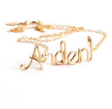 Load image into Gallery viewer, Gold Name Necklace. Custom Personalized 14k Gold Filled Name Necklace. Script Calligraphy Name Necklace. Monogram Name Chain
