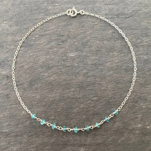 Load image into Gallery viewer, Sterling Silver Aquamarine Anklet. Genuine Gemstone Ankle Bracelet.
