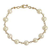 Load image into Gallery viewer, Pearl Bracelet. Off White Pearl Bracelet. Wedding Day Bridal Bracelet. Genuine Freshwater Off Round Textured Pearls. Infinity Clasp

