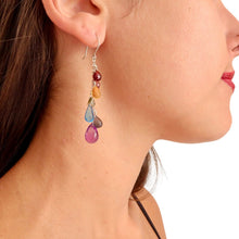 Load image into Gallery viewer, Luxe Rainbow Multi Gemstone Earrings. Amethyst, Garnet, Iolite, Topaz, Citrine, Tourmaline Gemstone Sterling Silver or 14k Gold Earrings
