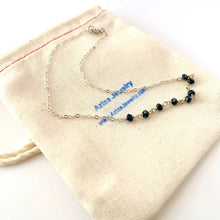 Load image into Gallery viewer, Sterling Silver Anklet. Genuine Gemstone Black Spinel Gemstone Ankle Bracelet.
