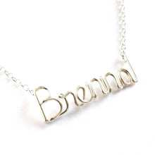 Load image into Gallery viewer, Name Necklace. Custom Sterling Silver Name Necklace. Personalized Silver Name Necklace. Script Name Necklace. Silver Wire Name Necklace.

