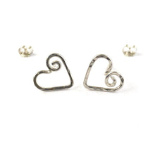 Load image into Gallery viewer, Heart Earrings. Sterling Silver Stud Earrings. Small Sterling Silver Heart Earrings. Teen Girl Gift.
