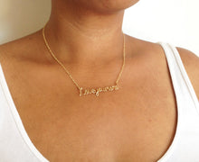 Load image into Gallery viewer, Love you more necklace. Rose Gold Love Necklace. 14k Gold Filled Wire Love Necklace. Valentines Day Necklace

