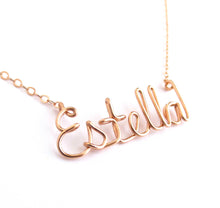 Load image into Gallery viewer, Rose Gold Name Necklace. Personalized Custom 14k Rose Gold Filled Name Necklace. Monogram Pink Gold Name Necklace. Delicate Script Wire

