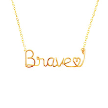 Load image into Gallery viewer, Gold Brave Heart Necklace. Love Necklace. 14k Gold Custom Name Wire Necklace. Valentine’s Day Gift.
