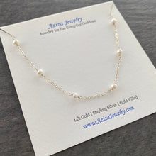 Load image into Gallery viewer, Pearl Chain Necklace. Off White Freshwater Pearl Necklace in Sterling Silver or 14k Gold Filled.
