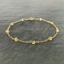 Load image into Gallery viewer, Citrine Bracelet. Gold Chain Yellow Citrine Bracelet. Stacking Gold Bracelet. November Birthstone Bracelet.
