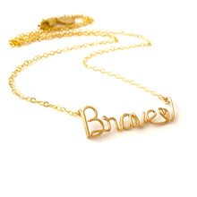 Load image into Gallery viewer, Gold Brave Heart Necklace. Love Necklace. 14k Gold Custom Name Wire Necklace. Valentine’s Day Gift.
