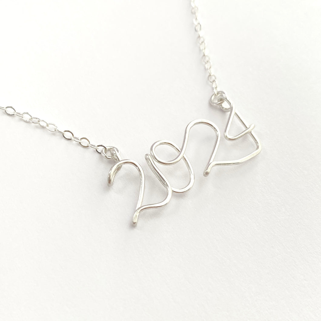 4 Numbers Necklace. Sterling Silver Necklace