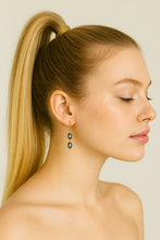 Load image into Gallery viewer, Peacock Double Oval Pearl Earrings
