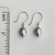 Load image into Gallery viewer, Gray Oval Freshwater Pearl Sterling Silver Handmade Earrings
